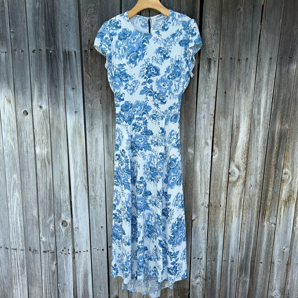 Reformation Gavin Midi Dress Olympia Floral Blue White 12 - Picture 1 of 16